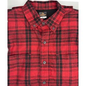 RIDGE CUT Men's Red Black Plaid Flannel Button Up Shirt Long Sleeve Size L NEW